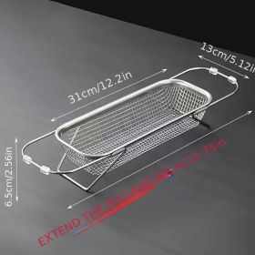 "Space-Saving Kitchen Sink Organizer - Collapsible 304 Stainless Steel Drain Rack for Dishes & Utensils" (Capacity: small)